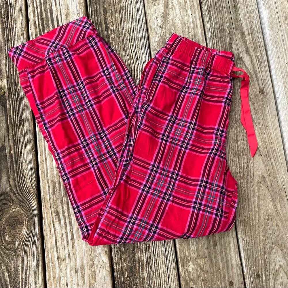 Victoria's Secret Red Plaid Lightweight Flannel Cotton  Pajama Pants Size XS